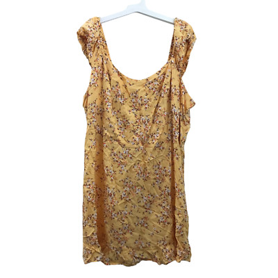Old Navy Womens Plus Size 4X Flutter Sleeveless Summer Mini Dress Floral Yellow