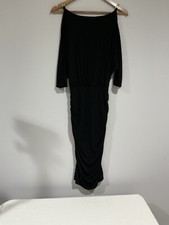 Womans Miss Tina Small (2-4) Black Fitted Open 3/4 Sleeve Chain  Strap Dress