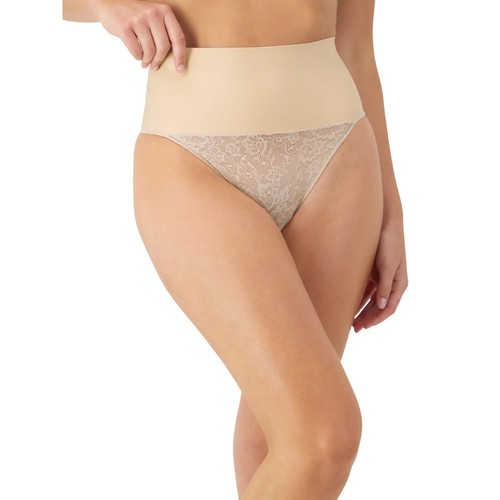 Women's Nude Maidenform Shapewear Tame Your Tummy Lace Shaping Thong, L, FP0049 - Picture 2 of 6