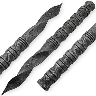 White Deer Damascus Forged Steel Vampire Spike Tri Angle Rondel Dagger Rod Solid