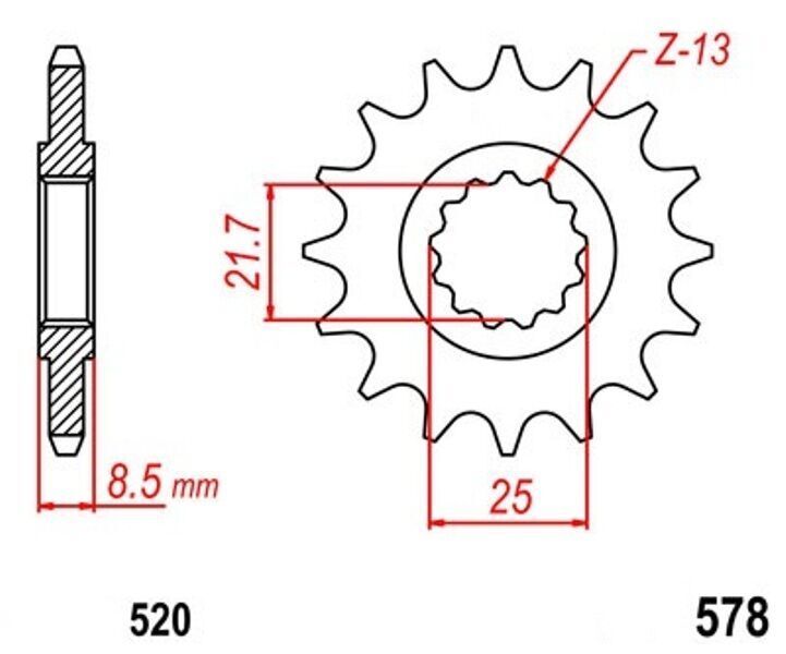 Pignon 16Z pas 520 pour réparer la transmission de votre Yamaha SR 500