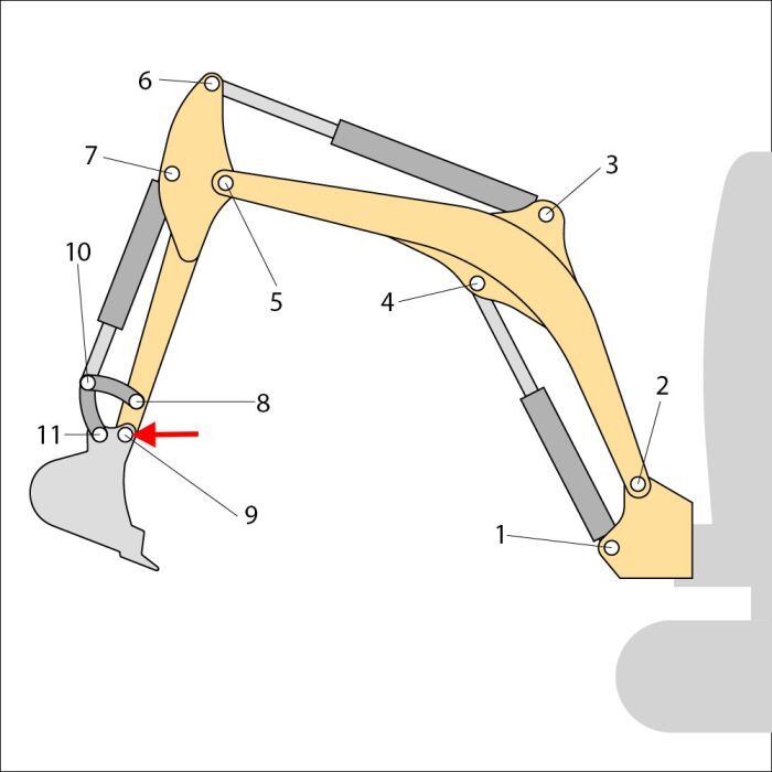 Pin (Position 9) for JCB 8080 Mini Excavators - Replaces 911/12400