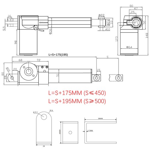 Motor actuador lineal eléctrico 24V 6000N Lift 1320lbs 36" pulgadas 900MM STOCK EE. UU. - Imagen 5 de 18