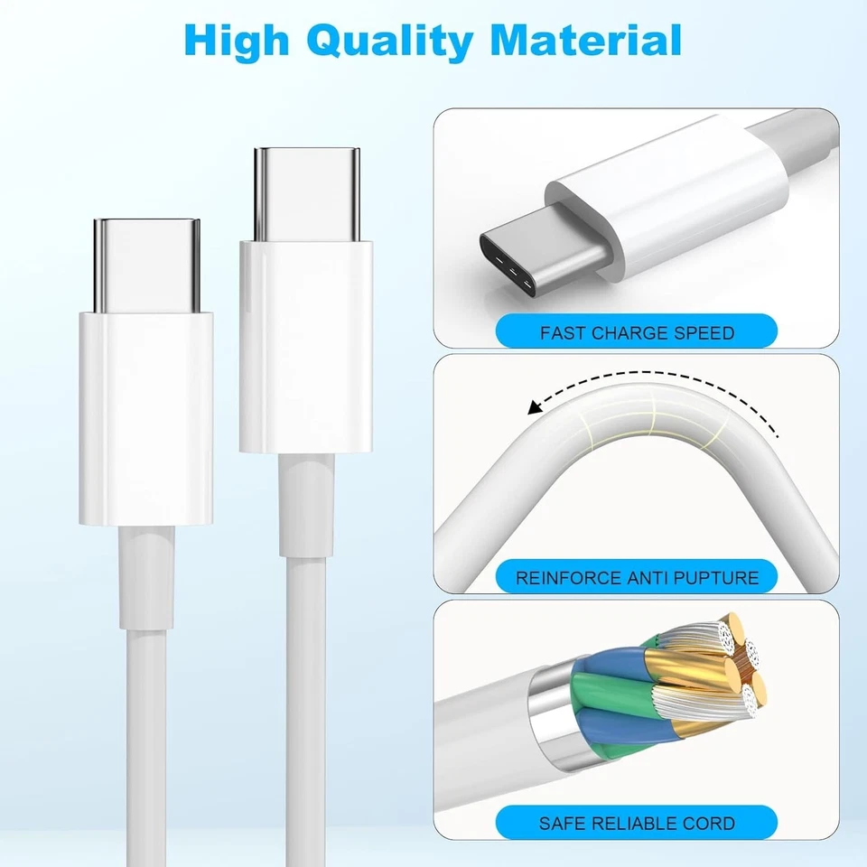 5-Pack USB-C to USB-C 6ft Cables, Fast Charging Data Sync, iPhone USB-C, Android - Image 2 of 4