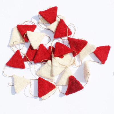 Handmade Premium Wool Felt Triangle Garland Christmas Tree Ornament SET OF 2