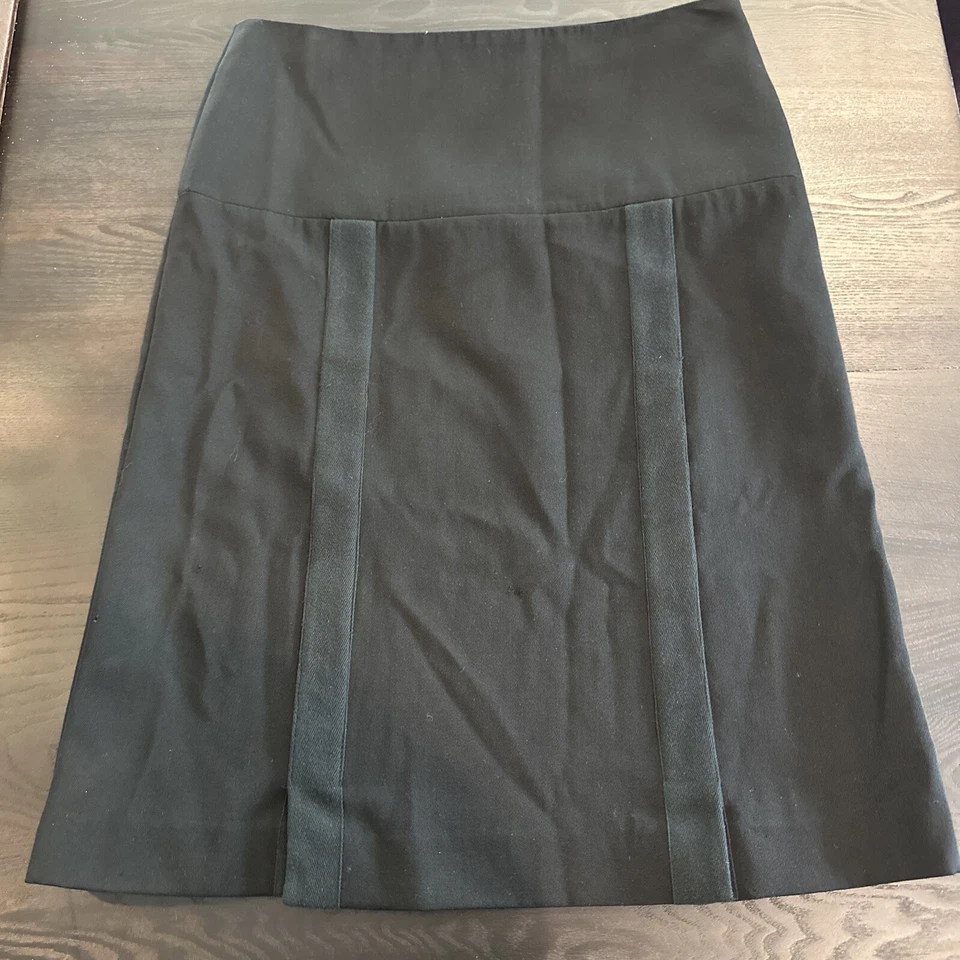 Lanvin size 12/14 it 46 Black Skirt pencil straight 4 slits 100% wool river2015