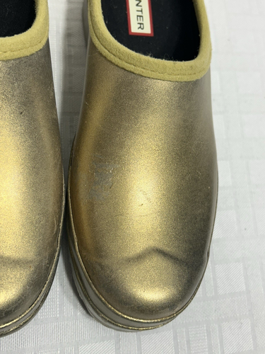 EUC! Hunter Boot Co. Metallic Gold Slipper Wasserdicht Clogs EU 38 US 8 Schuh Pantolette - Bild 8 von 17