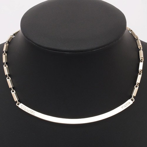 Chanel Logo Curve Motif Metal Bits Chain Choker withhold gold color Francuce Ued
