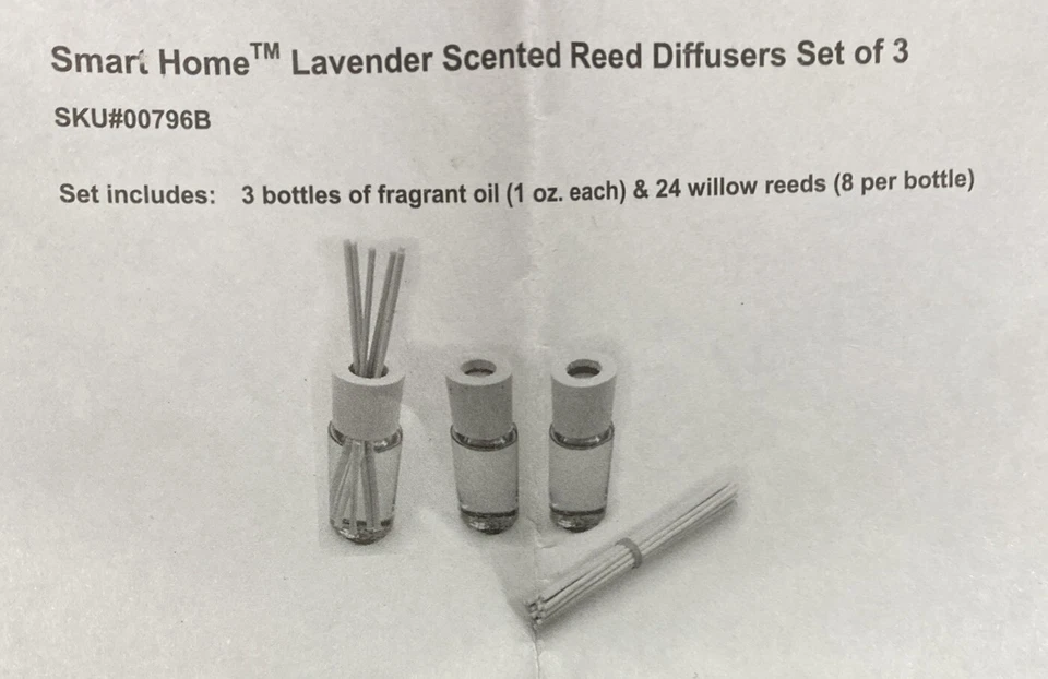 Smart Home Lavender Scented Reed Diffusers (set of 3) - For Home Or Office - NEW - Image 4 of 4