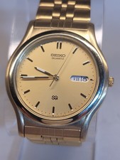 Seiko Quartz Watch 5Y23 -7089 A4 Gold Tone, Day-Date, New Batt, Near Mint