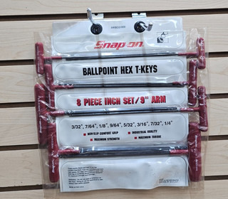 Snap on Tools USA 8pc SAE Soft Grip T Handle Ball Hex Wrench Set AWBCG1600