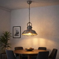 HäNgeleuchte Pendelleuchte Esszimmerlampe Metall Silber E27 Gitter Industriell
