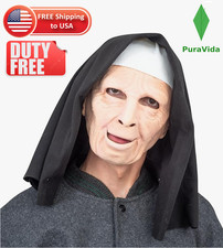 Scary Full-Head Nun Mask Easy-Wear Halloween Cosplay, Fast USA Ship