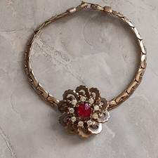 Vintage Herringbone Horsebit Link Flower Brac...