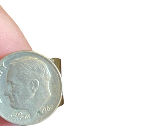 Daime Rind 10 Cent Dime Ring Adjustable Band 1967 Dime USA - Gem