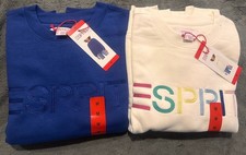 Esprit 80s 90s Crewneck Sweatshirt 2 Piece Lot White Blue Retro NWT Medium Med M