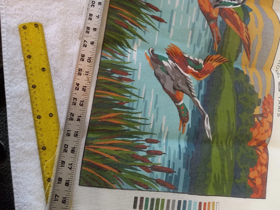 1970'S ROYAL PARIS STAMPED CANVAS # 13284 MALLARDS IN MID-FLIGHT  14" X 18" - Image 3 of 4