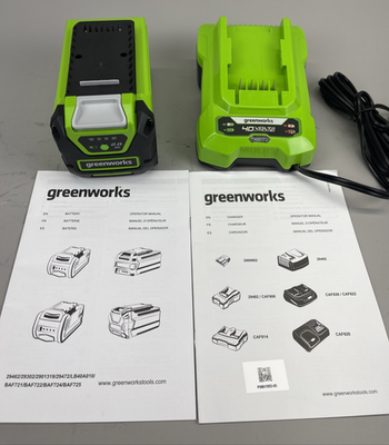 #ad OEM Greenworks 40V Lithium Ion 2.0 AH Model BAF721 Charger Model 29482 $89.99