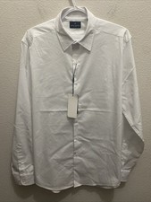 Daniel Hechter Men's Large White Dress Shirt Comfort Stretch NWT
