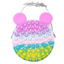 Shoulder Bag Fidget Toys  Rainbow Simple Pop Fidget Bag Toy Popper Pop Bubble#b2