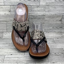 FitFlop Lulu Toe Post Sandals Womens Size 9 Snake Print Comfort K33-586