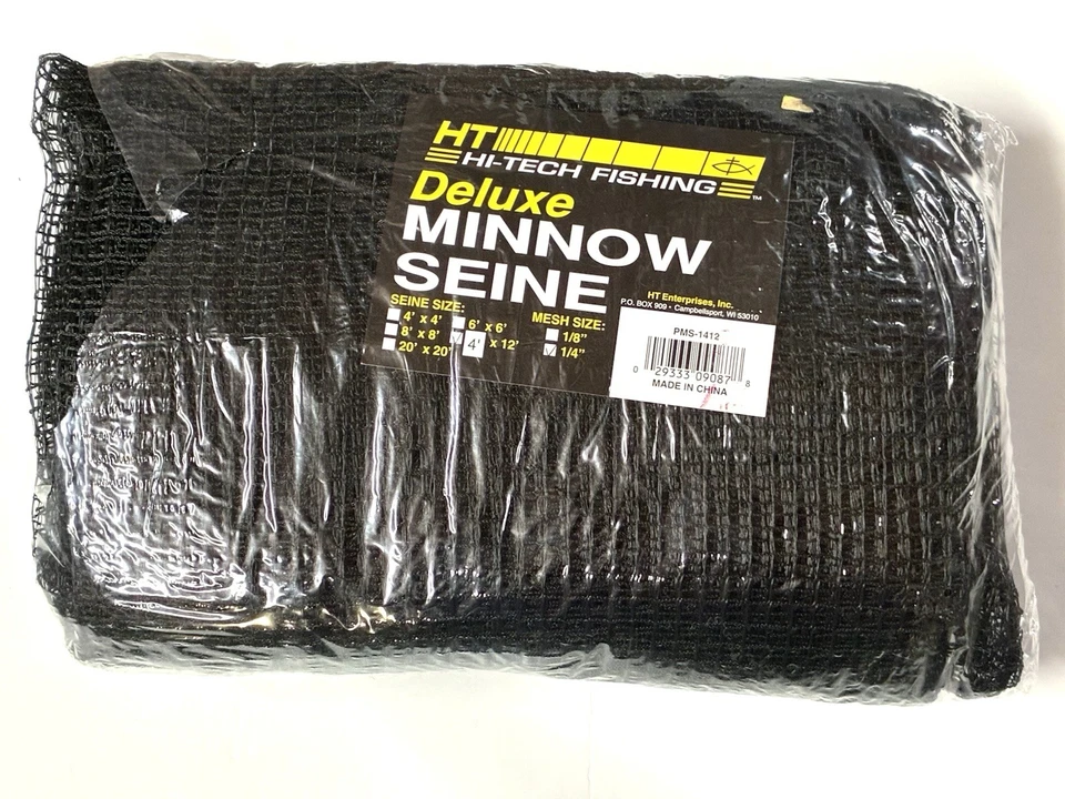 HT Hi-Tech Fishing Deluxe Minnow Seine mit Schwimmern 4’x12’ Mesh 1/4” NOS