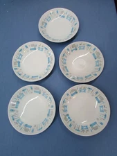 Royal China Fruit Berry Dessert Bowls Blue Heaven Atomic Mid Century Set of 5