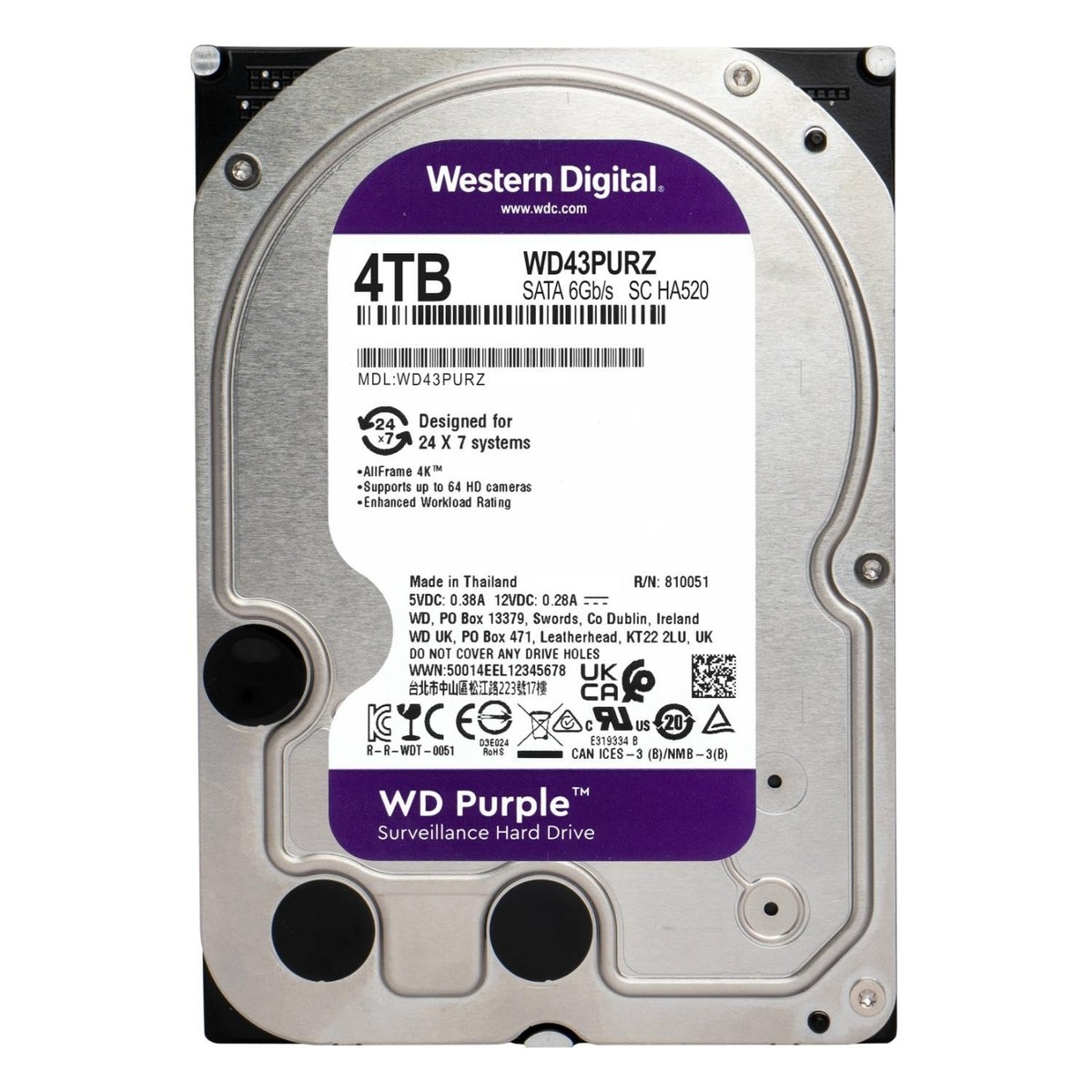 Western Digital 4TB Purple Surveillance Internal Hard Drive HDD