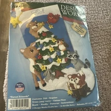 Design Works 5250 Forest Friends 18" Tree&Deer Felt Christmas Stocking Craft Kit