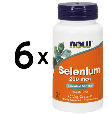 6 x NOW Foods Selenium, 200mcg - 90 vcaps (85,17 EUR/kg)