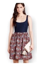 Anthropologie Weston Lufta Navy Lace/Floral Satin Fit & Flare Dress Size 6