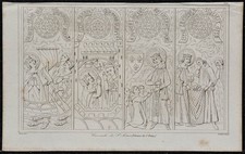 1845 - Croisade de St Louis (vitraux de St Denis) - Gravure ancienne