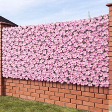 Siepe Artificiale Sintetica 1 x 3 metri Rotolo Anticaduta Rete Fiori Rosa