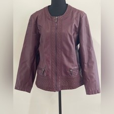 Christopher Banks Petite L Women's Purple Bomber Jacket w Pockers  Embroidery