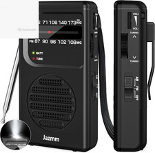 Portable AM/FM Radio Battery Operated Pocket Transistor 3W Speaker Flashlight