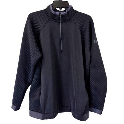 Under Armour Mens XL Pullover Black Quilted 1/4 Zip Jacket Athletic Activewear