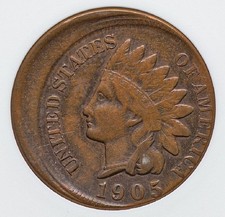 1905 Indian Head 1c Cent - Struck Off Center - ANACS EF Details Net VF30