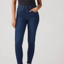 Levis 721 High Rise Skinny Jeans Raw Hem Size 28 Dark Wash Stretch Size 6