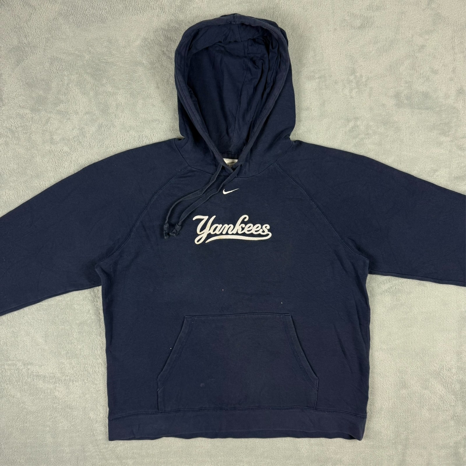 VTG Nike x New York Yankees MLB Baseball Centre Swoosh Navy Oversized Lrg Hoodie image 3