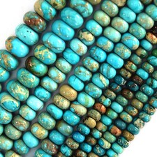 Turquoise Blue Sea Sediment Jasper Rondelle Beads 15.5" Strand 4mm 6mm 8mm