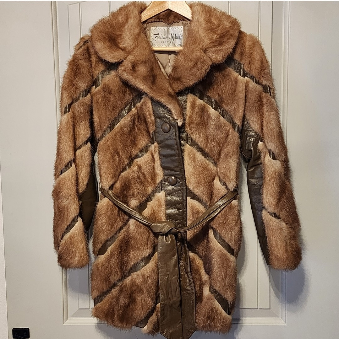 Vintage Luxury Frederick & Nelson Seattle Chevron Mink Leather