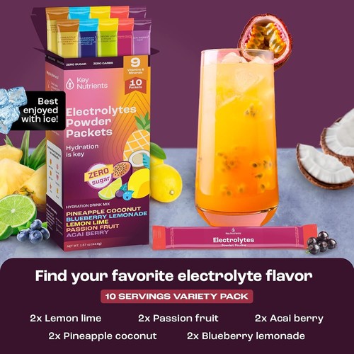 KEY NUTRIENTS Hydration Packets - 5 Delicious Flavors in 10 Servings - Picture 5 of 8