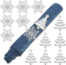 12 Pcs Christmas Napkin Rings Snowflake and Tree Xmas Napkin Holder Rings M