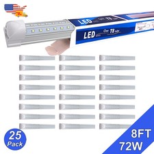 25 Pack 8Ft 72W Led Shop Lights 6500K 9000Lm T8 Linkable Led Warehouse Lights