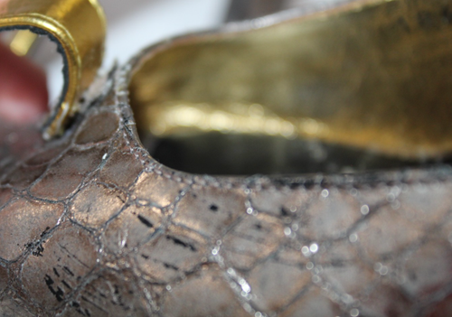 DRIES VAN NOTEN Slingback Ankle Strap Pumps Heels Gold Silver Snake Print Sz 37 - Picture 11 of 13