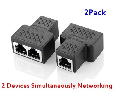 2 Pcs RJ45 Splitter Adapter, Ethernet Splitter 1 to 2, LAN Splitter Adapter