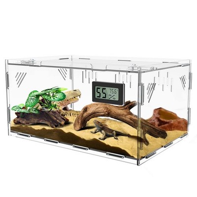 Reptile Terrariums, with Temperature Terrestrial L (No Tray), Clear