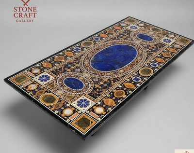 Authentic Marble Inlay Tabletop - 96'' x 48'' Unique Home Decor Centerpiece