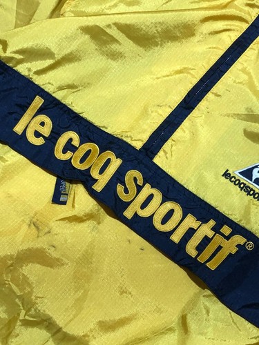 Vintage Le Coq Sportif Windbreaker Jacket M Cardigan Yellow Zip Moto Enduro 90s - Picture 3 of 20
