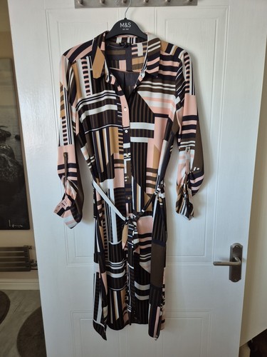 River Island Damen Abstraktes Shirtkleid, Größe 14, Neu
